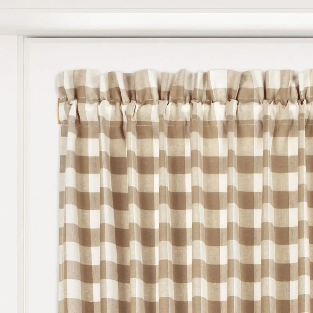 Achim Home Furnishing Buffalo Check French Door Panel with Adjustable Tiebacks,